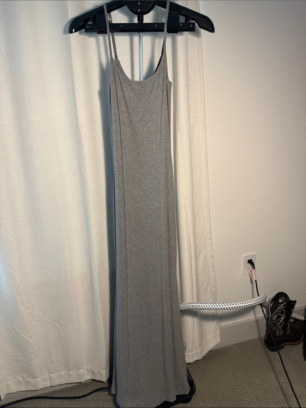 SKIMS bodycon Spaghetti-Strap Maxi Dress in Gray
